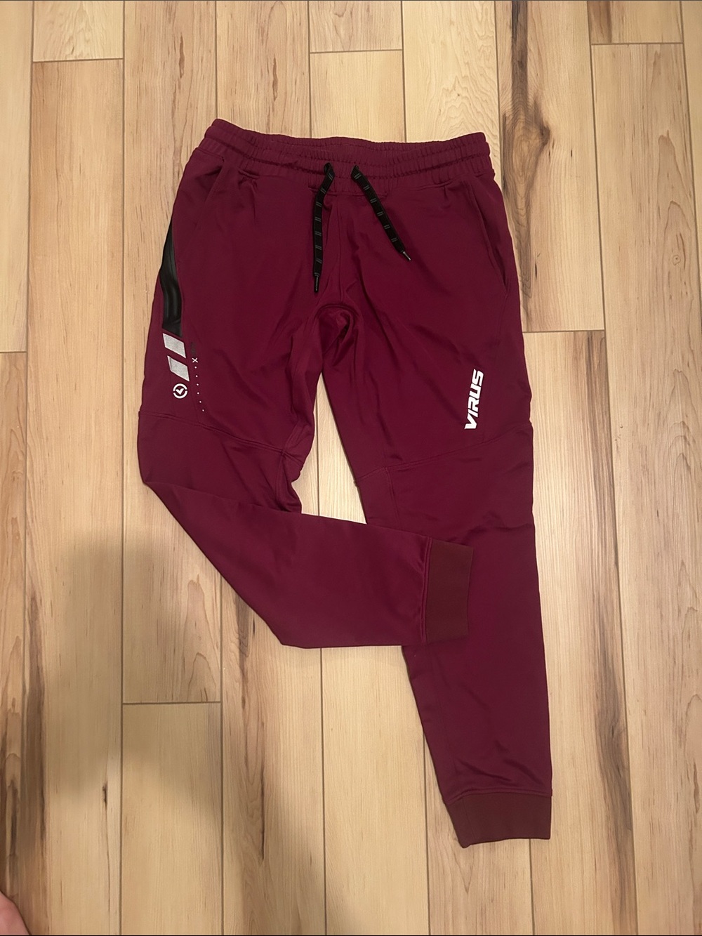 Virus Men's Maroon Performance Joggers with Black Accent